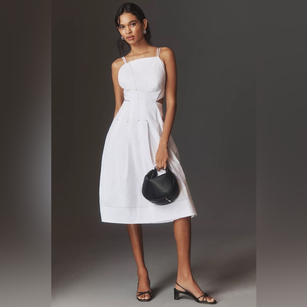 Strappy Square-Neck Apron Midi Dress